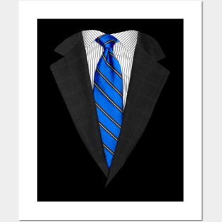 Blue Suit Up! Realistic Suit and Tie Casual Graphic for Zoom Posters and Art